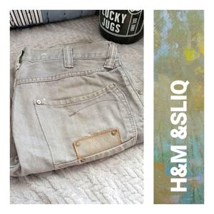 H&M x Sliq Slim Fit Jeans 30x30 Light Gray EUC